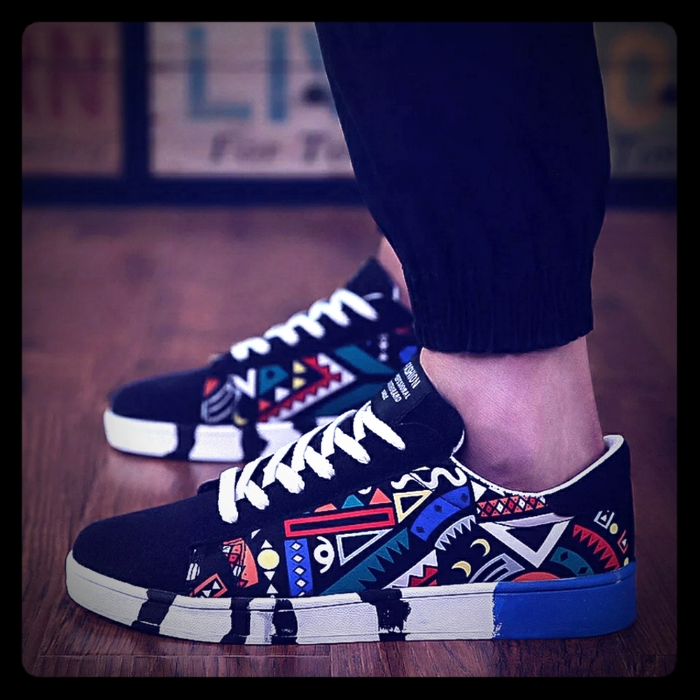 Men's Canvas Graffiti Sneakers